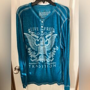 Blue Graphic Xzavier Blue Long Sleeve Shirt Mens XL